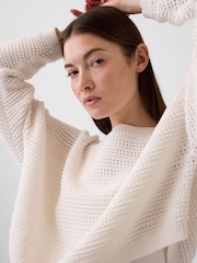 Gap White Crochet Boat Neck Crop Jumper - Image 4 of 5