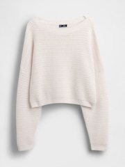 Gap White Crochet Boat Neck Crop Jumper - Image 5 of 5