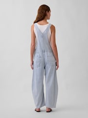 Gap Blue Stripe Ultra Soft Denim Horseshoe Overalls Dungarees - Image 2 of 4