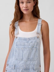 Gap Blue Stripe Ultra Soft Denim Horseshoe Overalls Dungarees - Image 4 of 4