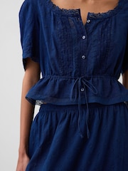 Blå - Gap Peplum-topp med blondekant - Bilde 4 av 5