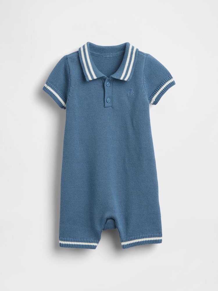 Gap Blue Knitted short Polo One-Piece (0-24mths) - Image 1 of 2