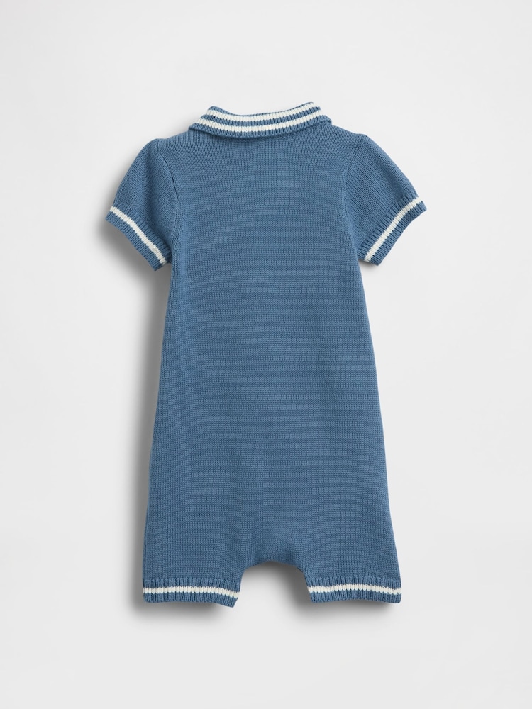 Gap Blue Knitted short Polo One-Piece (0-24mths) - Image 2 of 2