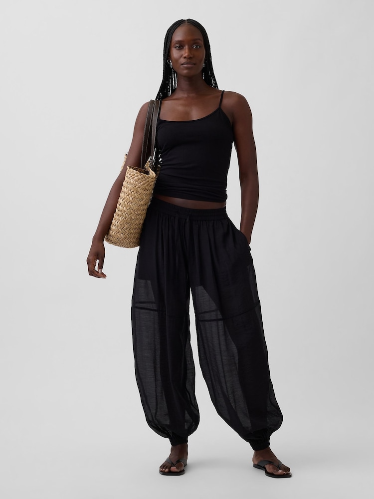 Gap Black Sheer Parachute Cuffed Trousers - Image 4 of 4