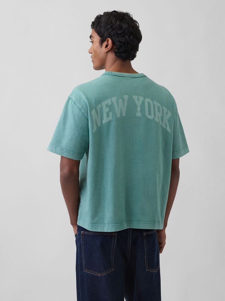 Gap Green Heavyweight Relaxed 1969 Logo Boxy T-Shirt - Image 2 of 4