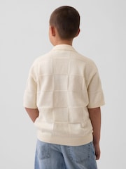 Crème - Gap Johnny-Collar Checkered Jumper (4-13yrs) - Image 2 de 4