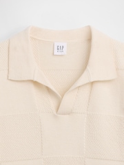 Crème - Gap Johnny-Collar Checkered Jumper (4-13yrs) - Image 4 de 4