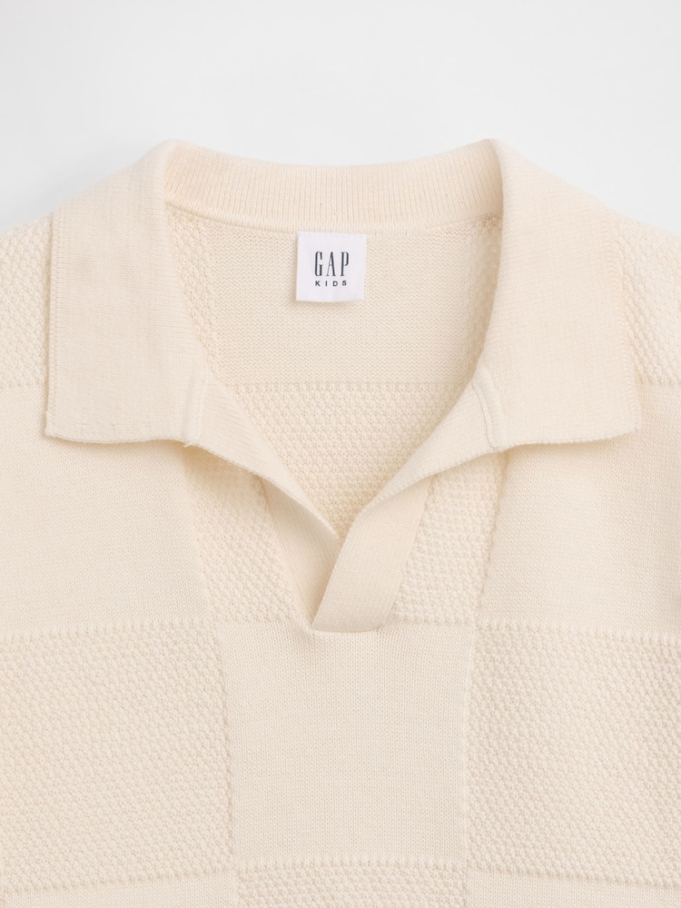 Crème - Gap Johnny-Collar Checkered Jumper (4-13yrs) - Image 4 de 4