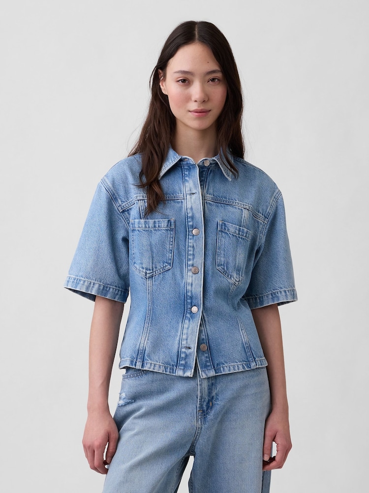 Gap UltraSoft Denim Pocket Shirt - Imaginea 1 din 4