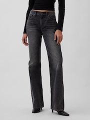 Gap Black Mid Rise Rigid Relaxed Flare Jeans - Image 1 of 4