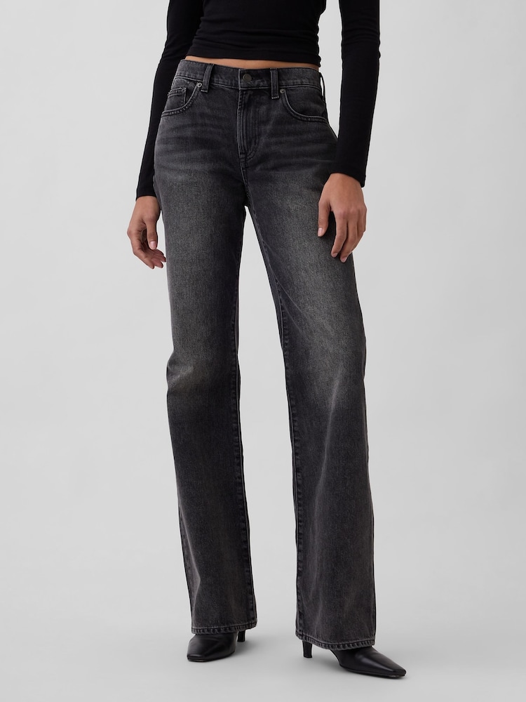 Gap Black Mid Rise Rigid Relaxed Flare Jeans - Image 1 of 4