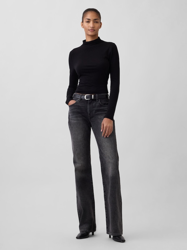 Gap Black Mid Rise Rigid Relaxed Flare Jeans - Image 4 of 4