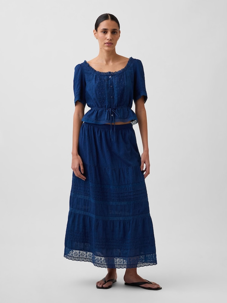 Gap Blue Lace-Trim Maxi Skirts - Image 1 of 5