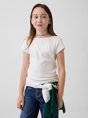 Gap White Cap-Sleeve Fitted T-Shirt (4-13yrs) - Image 1 of 4