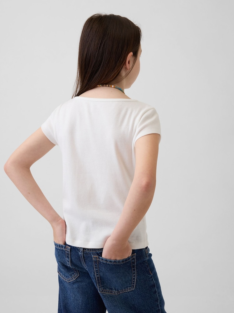 Gap White Cap-Sleeve Fitted T-Shirt (4-13yrs) - Image 2 of 4