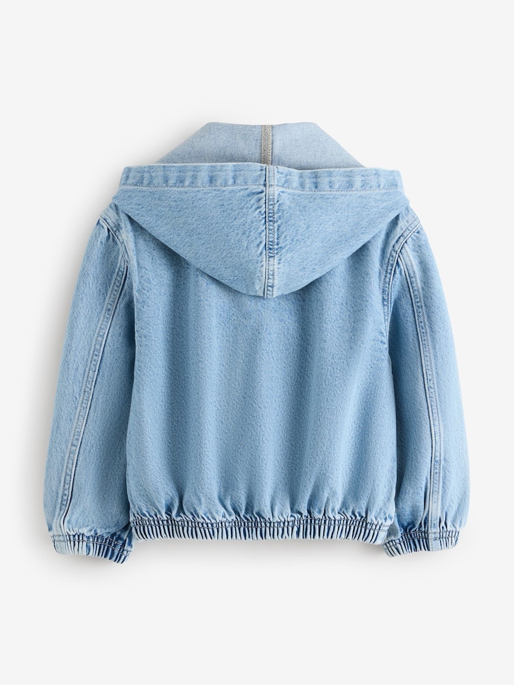 Gap Knit Hooded Denim Jacket (4-13yrs) - Imaginea 2 din 5