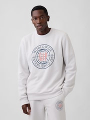 Gap White Relaxed Graphic Sweatshirt - Image 1 of 4