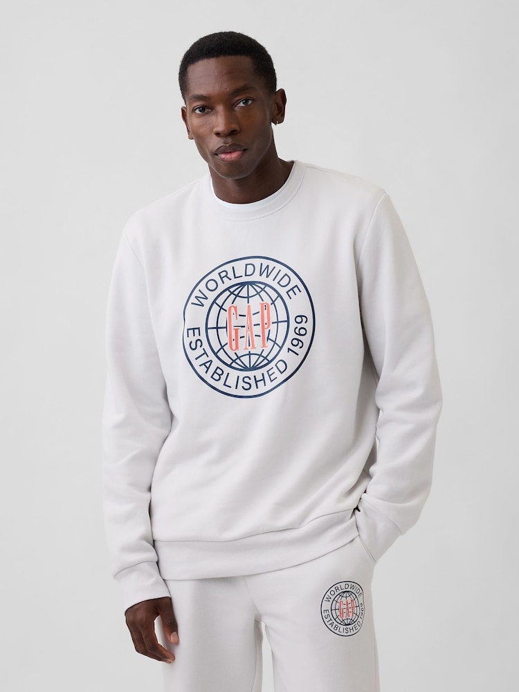 Gap White Relaxed Graphic Sweatshirt - Image 1 of 4 Gap White Relaxed Graphic Sweatshirt - Image 1 of 4
