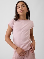 Gap Pink Cap-Sleeve Fitted T-Shirt (4-13yrs) - Image 1 of 4
