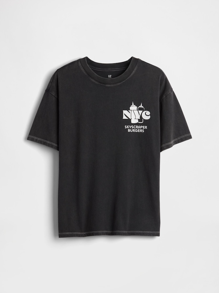 Gap Black Relaxed Graphic T-Shirt (4-13yrs) - Image 1 of 3
