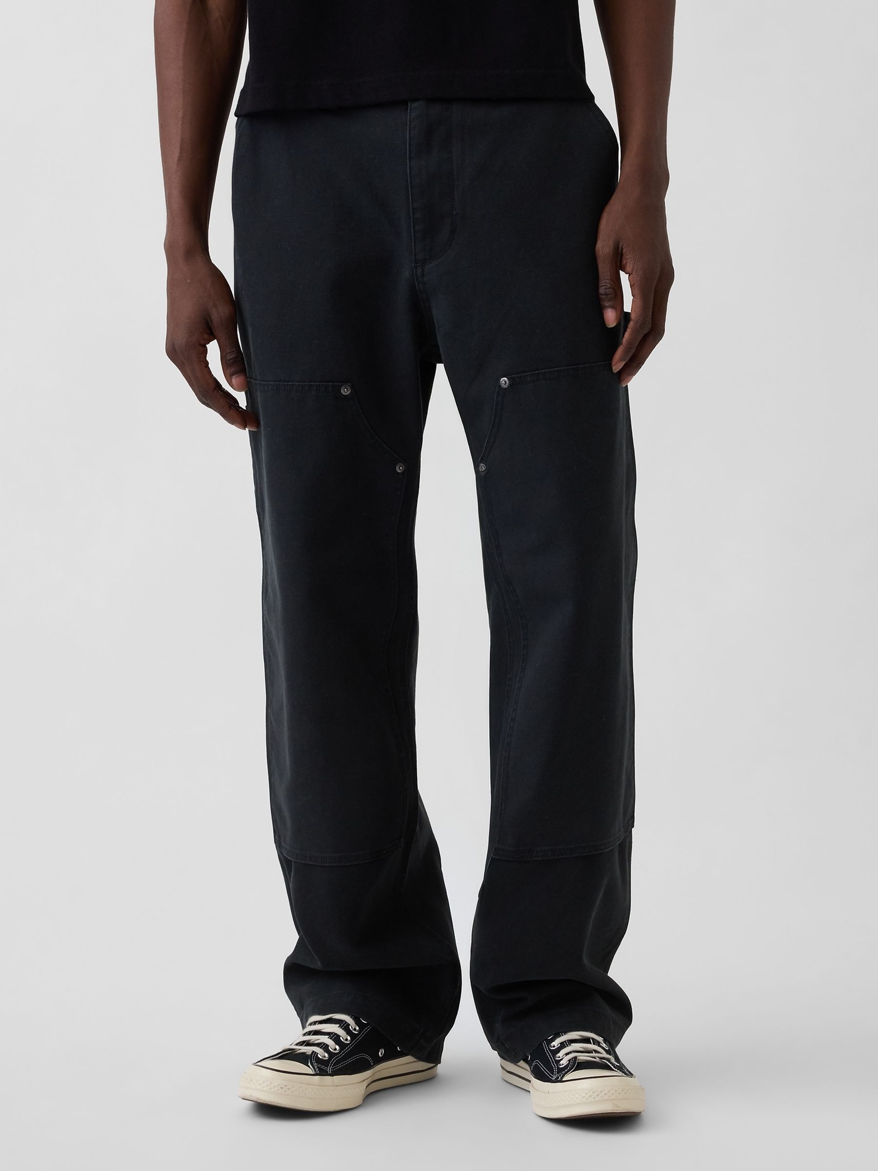Buy Gap Black 90s Loose Canvas Double-Knee Carpenter Trousers from