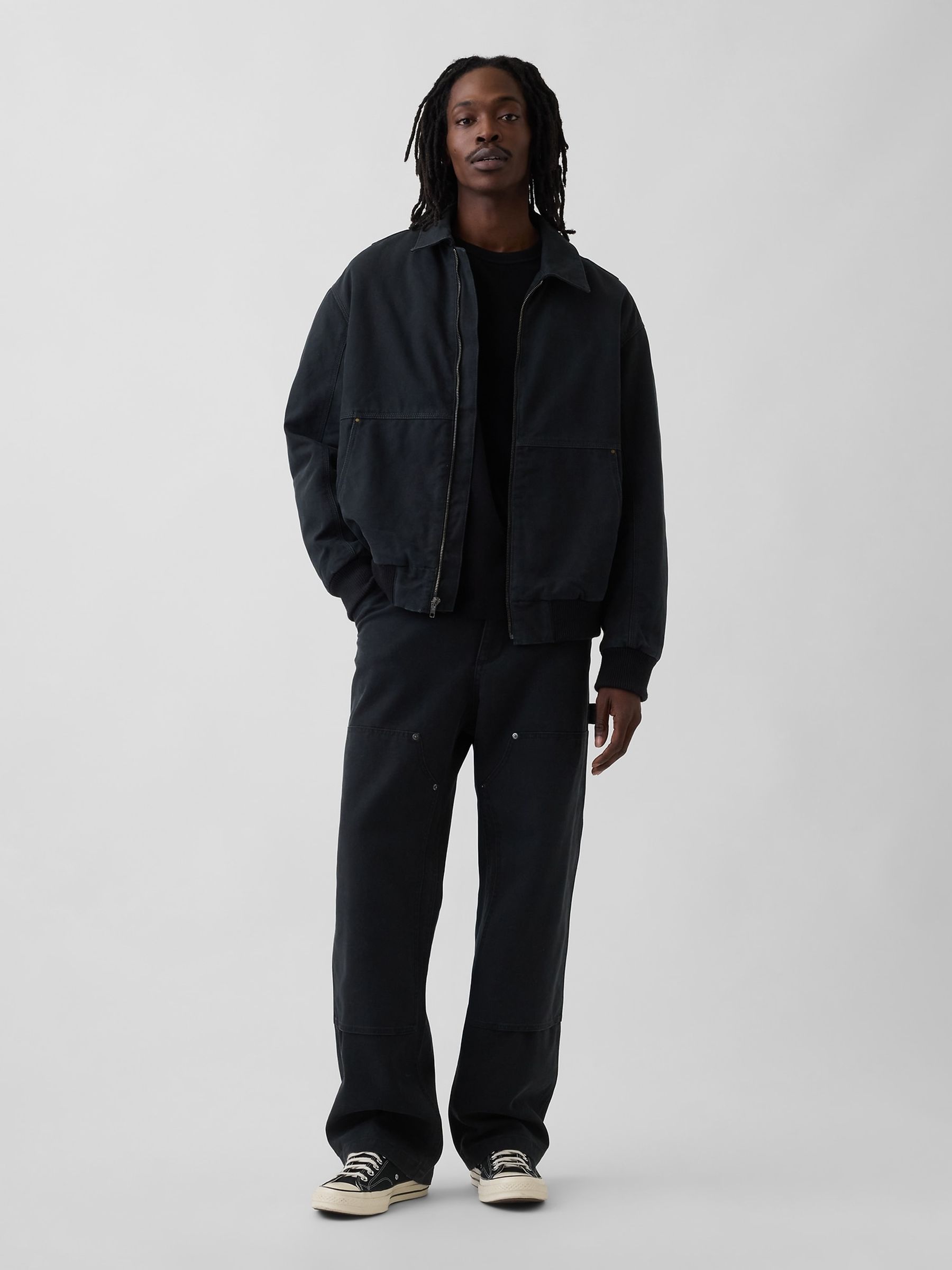 Buy Gap Black 90s Loose Canvas Double-Knee Carpenter Trousers from