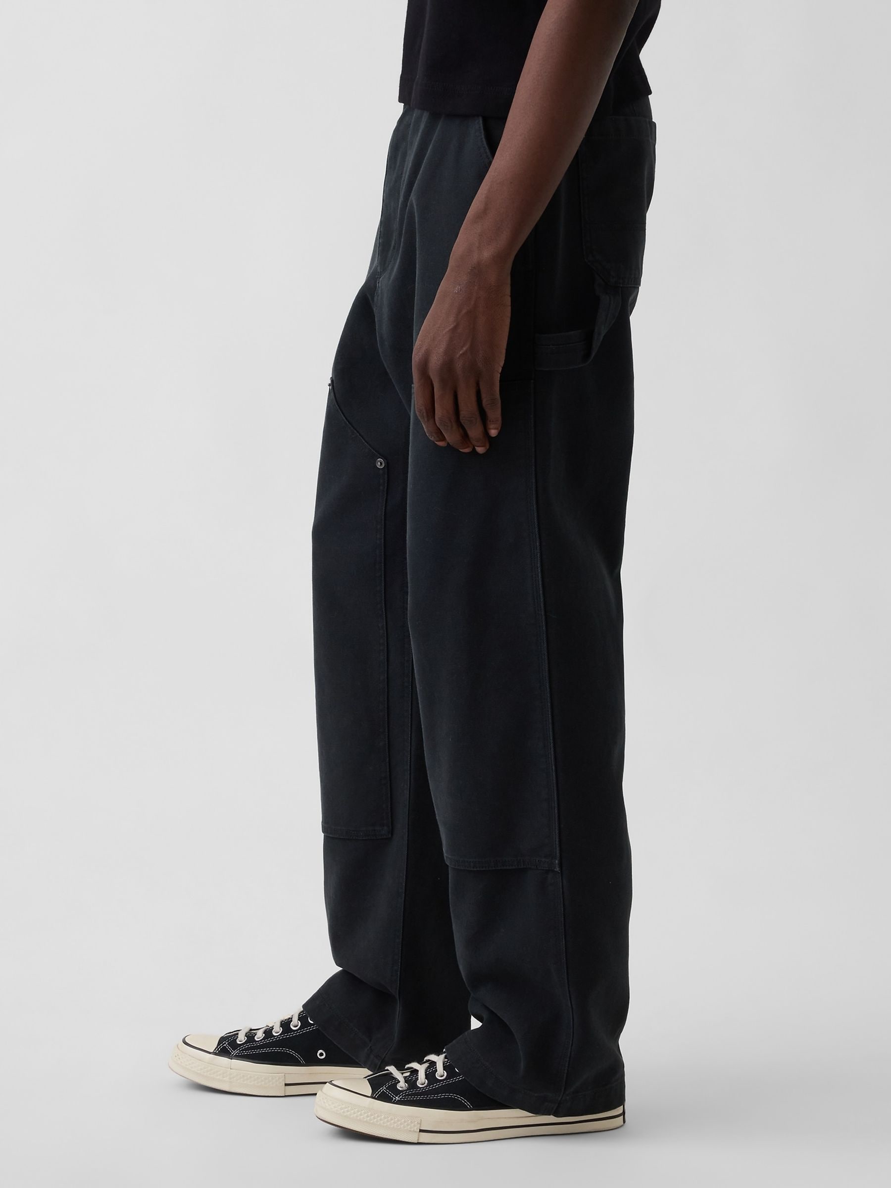 Buy Gap Black 90s Loose Canvas Double-Knee Carpenter Trousers from