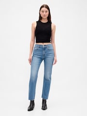 Gap Medium Indigo High Waisted '90s Slim Straight Crop Jeans - Image 3 of 6