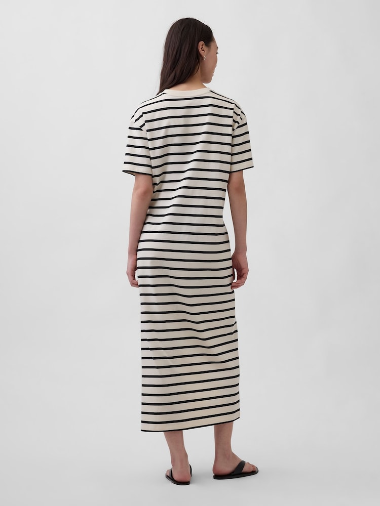 Gap White Striped Heavyweight Oversized Maxi T-Shirt Dress - Image 2 of 4