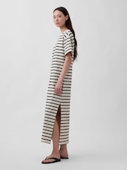 Gap White Striped Heavyweight Oversized Maxi T-Shirt Dress - Image 3 of 4