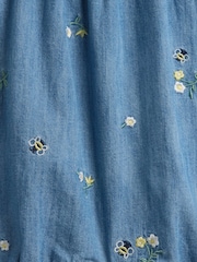 Gap Floral Embroidered Denim Ruffle Short One-Piece (0-24mths) - Image 3 of 3