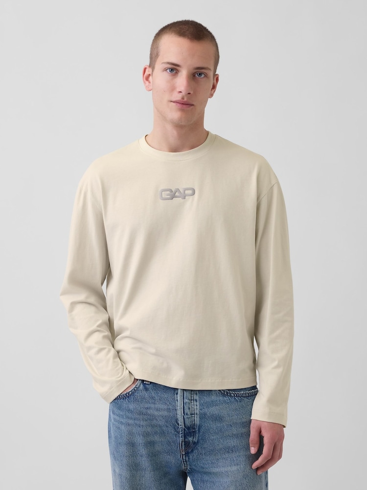 Gap Yellow Relaxed Logo Boxy Long Sleeve T-Shirt - Image 1 of 5
