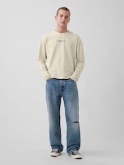 Gap Yellow Relaxed Logo Boxy Long Sleeve T-Shirt - Image 3 of 5