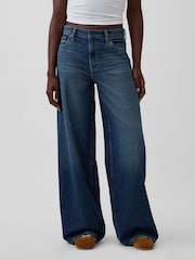 Gap Medium wash Mid Rise UltraSoft Buckle Baggy Jeans - Image 1 of 4