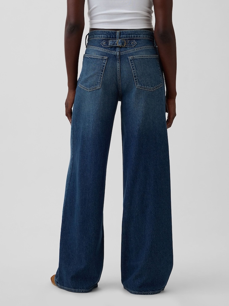Gap Medium wash Mid Rise UltraSoft Buckle Baggy Jeans - Image 2 of 4