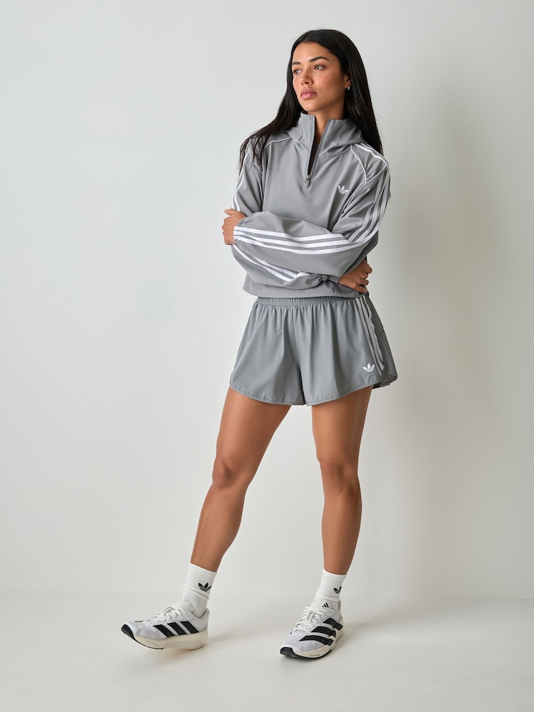 adidas Grey x Originals 1/2 Zip Hooded Jacket - Image 2 of 5 adidas Grey x Originals 1/2 Zip Hooded Jacket - Image 2 of 5