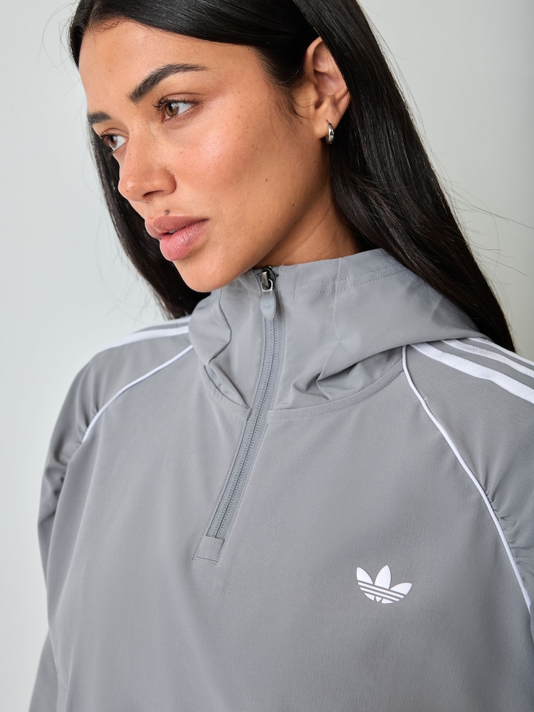 adidas Grey x Originals 1/2 Zip Hooded Jacket - Image 5 of 5 adidas Grey x Originals 1/2 Zip Hooded Jacket - Image 5 of 5
