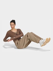 adidas Brown 3-Stripes Studio Ballet Wrap Top - Image 3 of 6