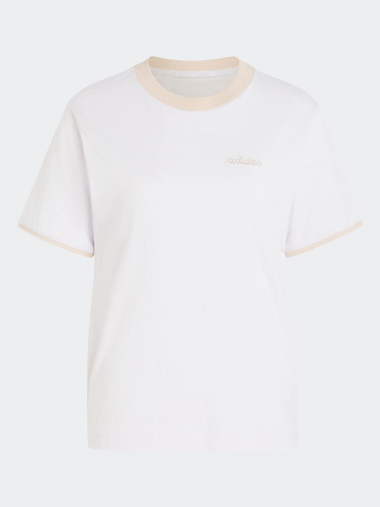 adidas Lilac Purple Seasonal Essentials Colourpop T-Shirt With Embroidered Graphic - Image 6 of 6