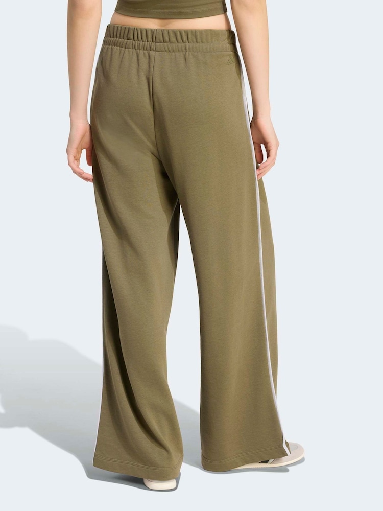 adidas Olive Green Colourpop Wide Leg Joggers - Image 2 of 6
