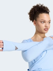 adidas Light Blue 3-Stripes Studio Ballet Wrap Top - Image 4 of 6