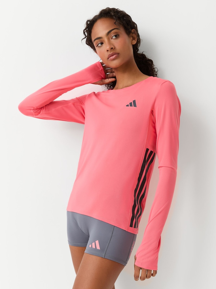 adidas Bright Pink Adizero Long-Sleeve T-Shirt - Image 1 of 5