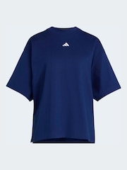 adidas Dark Blue 3-Stripes Studio Graphic Oversize T-Shirt - Image 1 of 1
