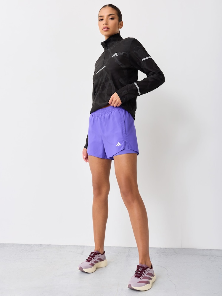 adidas Purple Workout Essentials 2In1 Shorts - Image 2 of 5 adidas Purple Workout Essentials 2In1 Shorts - Image 2 of 5