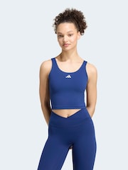 adidas Navy 3-Stripes Studio Crop Vests - Image 1 of 6