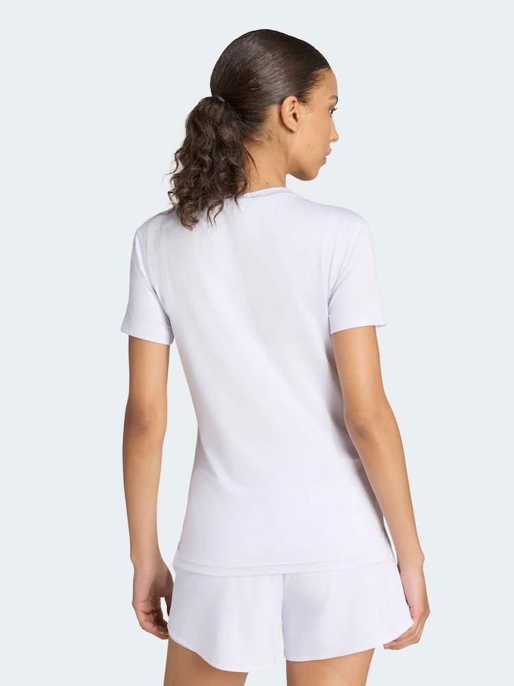adidas Lilac Purple Workout Essentials V-Neck T-Shirt - Image 2 of 8 adidas Lilac Purple Workout Essentials V-Neck T-Shirt - Image 2 of 8