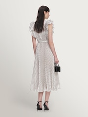 Self-Portrait Cream Ramie Polka Dot Midi Dress - Image 2 of 4