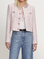 Self-Portrait Pink Sequin Boucle Jacket - Image 2 of 5