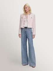 Self-Portrait Pink Sequin Boucle Jacket - Image 3 of 5