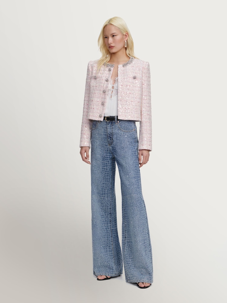 Self-Portrait Pink Sequin Boucle Jacket - Image 3 of 3